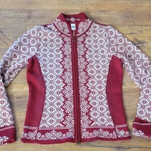 Women's sz large Dale of Norway sweater 100% merino wool red/white
